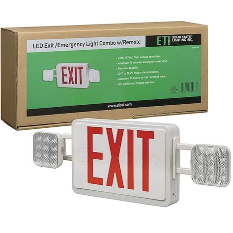 Emergency Exit Sign With Lights Led Red Combo Slim Battery Back Up
