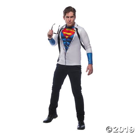Mens Photo Real Superman Costume Top Standard 1 Pieces