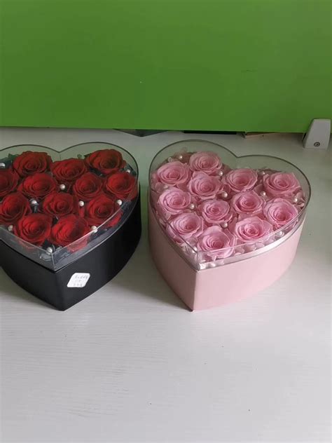 Wholesale Valentine Rose Ts Heart Shaped Box Rose Acrylic Box