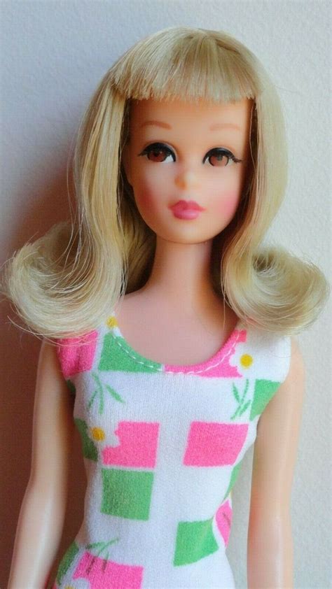 vintage barbie francie doll 1966 mattel blonde flip hair 1130 bend leg in oss ebay in 2020