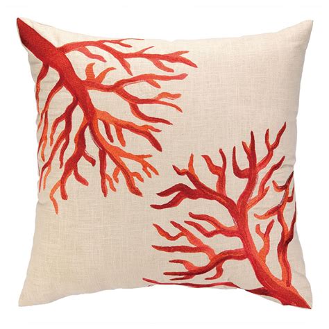 Dl Rhein Coral Reef Embroidered Decorative Linen Throw Pillow