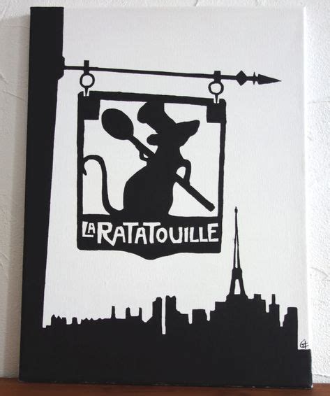 Tableau Ratatouille Disney Pixar Et Fond Parisien Noir Et Blanc