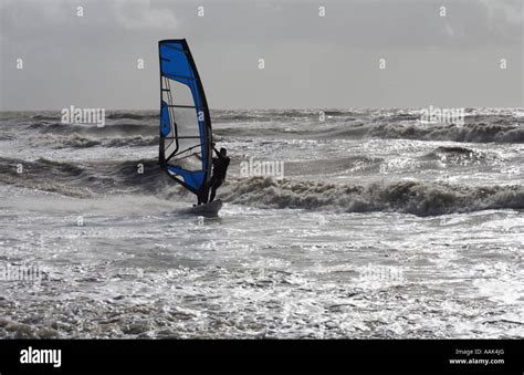 Windsurfing In The English Channel Stock Photo Alamy