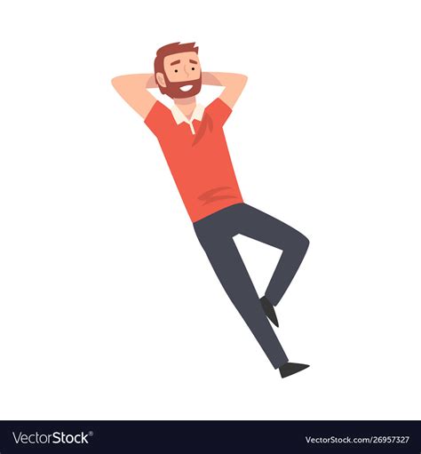 Smiling Bearded Man Lying Down And Relaxing Vector Image