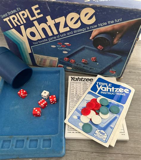 Vintage 1982 Triple Yahtzee Dice Game Milton Bradley Complete