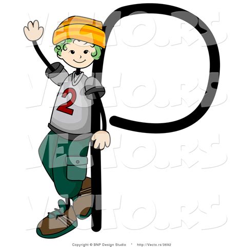 Vector Of An Alphabet Letter P With A Stick Figure Boy By Bnp Design