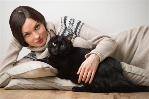 Pretty Young Woman With Her Cat Pretty Young Woman With Her Cat On