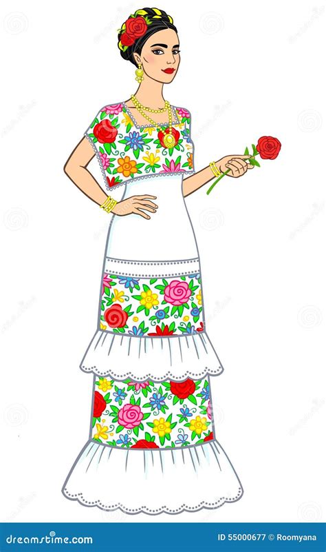 beautiful mexican woman in an ancient dress stock vector illustration of elegant hairstyle