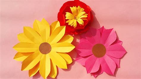 3 Very Pretty Paper Flowers Making With In Few Minutes Diy Youtube