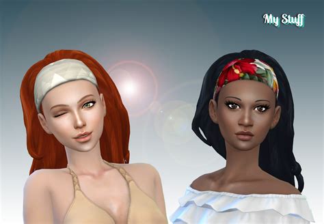 Sims 4 Hairs Mystufforigin Long Wavy Bandana Hair Retextured