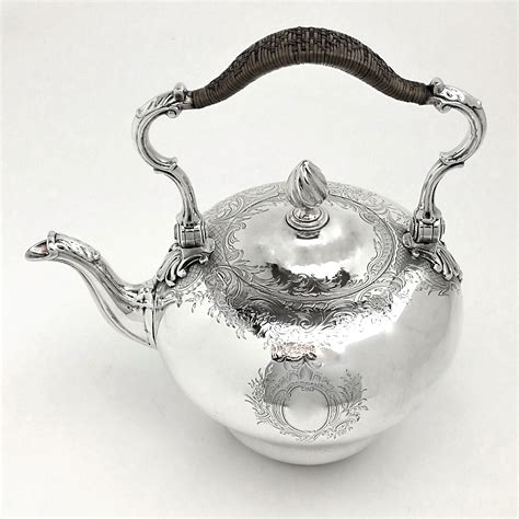 Antique Victorian Sterling Silver Kettle On Stand Burner 1851 Teapot At