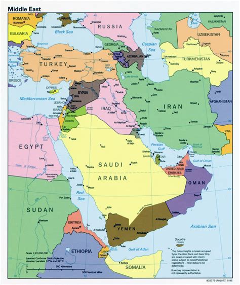Detailed Political Map Of The Middle East With Capitals And Major