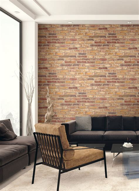 Rustic Faux Brick Peel And Stick Wallpaper In Red By