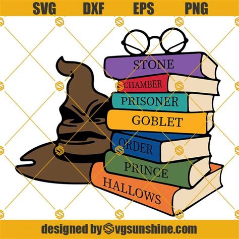 Harry Potter Books SVG, Book Nerd SVG PNG DXF EPS Cut Files For Cricut