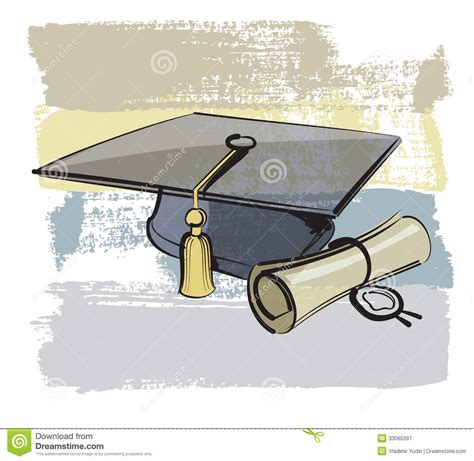 Graduation Cap And Diploma Stock Vector Illustration Of School 33085397