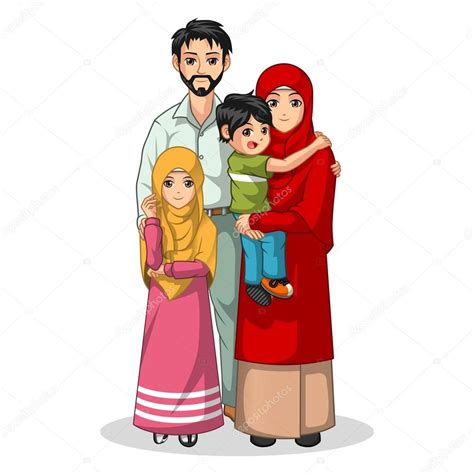 Personaje De Dibujos Animados Familia Musulmana 2022