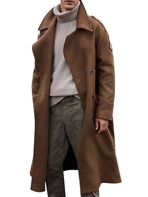 upairc men s casual fashion winter warm collared trench coats long jackets overcoat