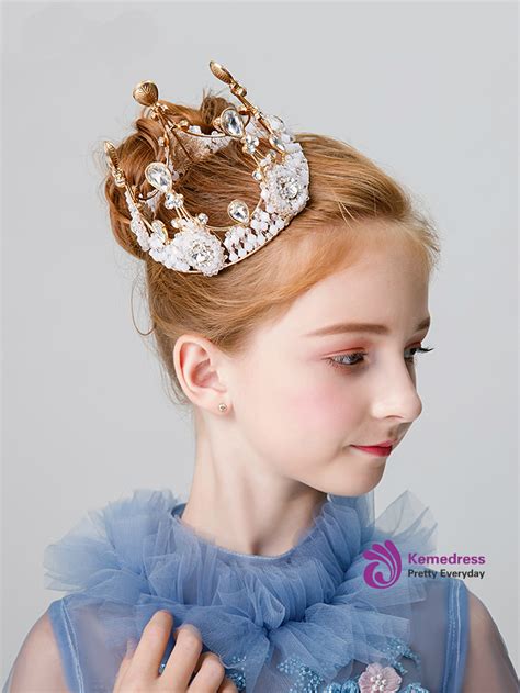 Childrens Crown Tiara Princess Girl Crown Rhinestone Gold