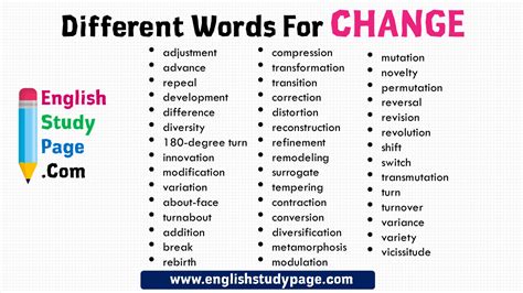 40 Different Words For Change Synonym Words For Change