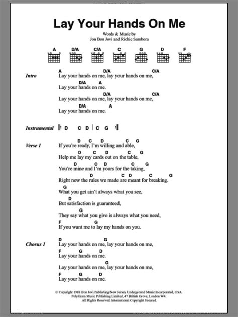 Jovi Lay Your Hands On Me Sheet Music For Guitar Chords Pdf