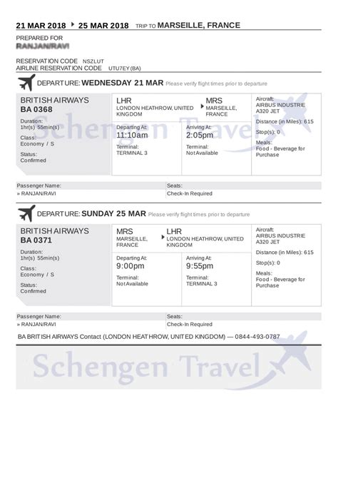 Free Sample Flight Reservation Or Flight Itinerary For Visa Travel