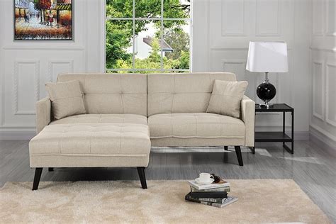 Mid Century Modern Linen Fabric Futon Sofa Bed Best Cheap Sleeper