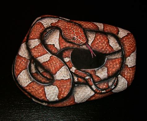 Hand Painted Rock Art Trans Pecos Copperhead Snake With Images