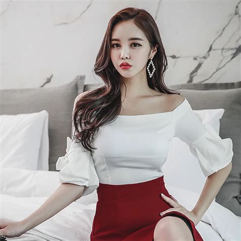 2018 summer korean off shoulder women blouses fashion blouse with bow high street women tops