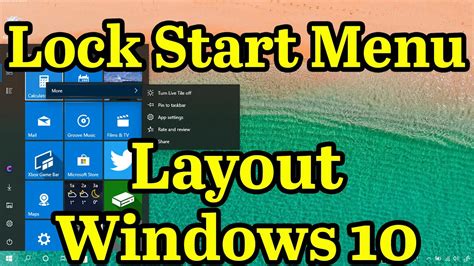 How To Lock Start Menu Layout On Windows 10 Youtube