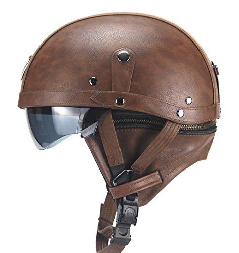 Woljay Leather Motorcycle Goggles Vintage Half Helmets Motorcycle Biker