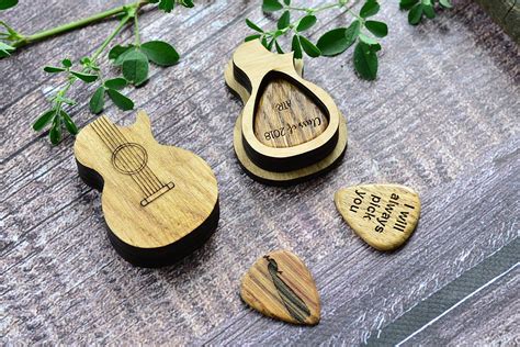 Personalized Guitar Pick Box Custom Wood Pick Holder Etsy Musician