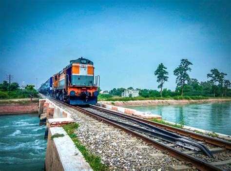 Free Picture Railway River Train Transportation Vehicle Water