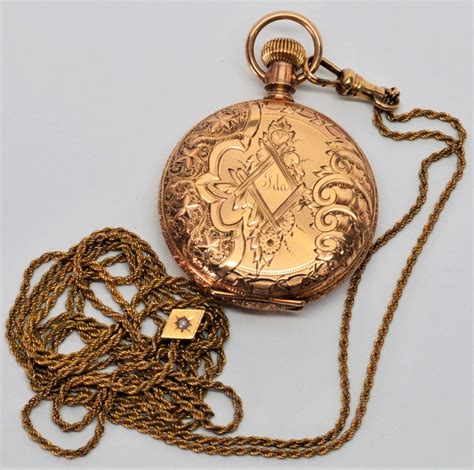 Elgin National Watch Co Ladies Antique Pocket Watch With Chain Pendant
