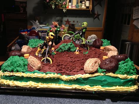 Motocross birthday cake, 2 tier, green, white, and black. Dirt bike cake | Dirt bike birthday, Dirt bike cakes ...