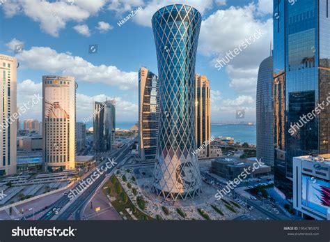 Doha Qatar February 2021 Skyscrapers Financial Stock Photo 1954785373