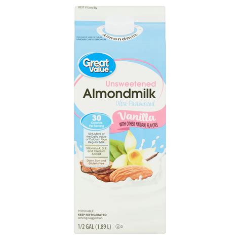 Great Value Unsweetened Vanilla Almond Milk Nutrition Facts Besto Blog