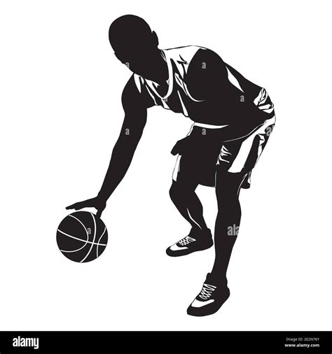 Professional Basketball Player Silhouette With Ball Vector