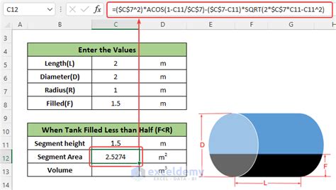 Horizontal Cylindrical Tank Volume Calculator In Excel