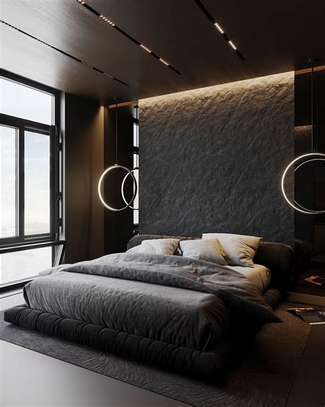 Dark Grey Apartment On Behance Modern Master Bedroom Design Black