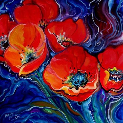 Red Floral Abstract Poppy By Marcia Baldwin From Florals