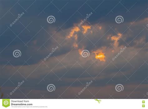 Dark Storm Clouds Fiery Rays After Sunset Stock Image - Image of blue, climate: 74737291