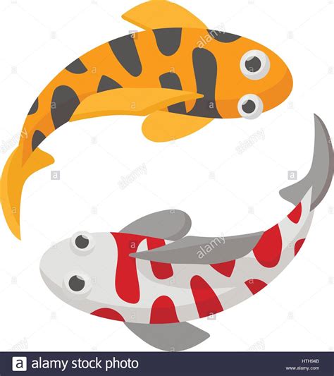 Two Koi Fishes Icon Cartoon Style Stock Vector Image And Art Alamy