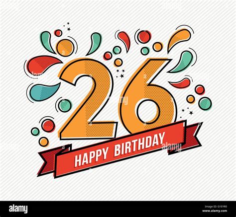 Happy Birthday Number 26 Greeting Card For Twenty Six Year In Modern