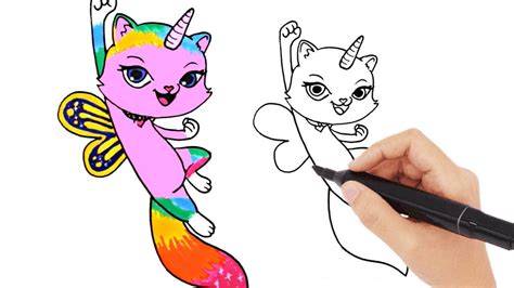Como Dibujar Un Gata Unicornio Mariposa Arcoiris Paso A Paso Dibujos F Ciles Para Ni Os