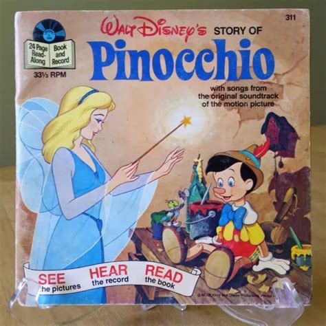 Walt Disney Story Of Pinocchio See Hear Read 7 Inch Book 33 13 Rpm