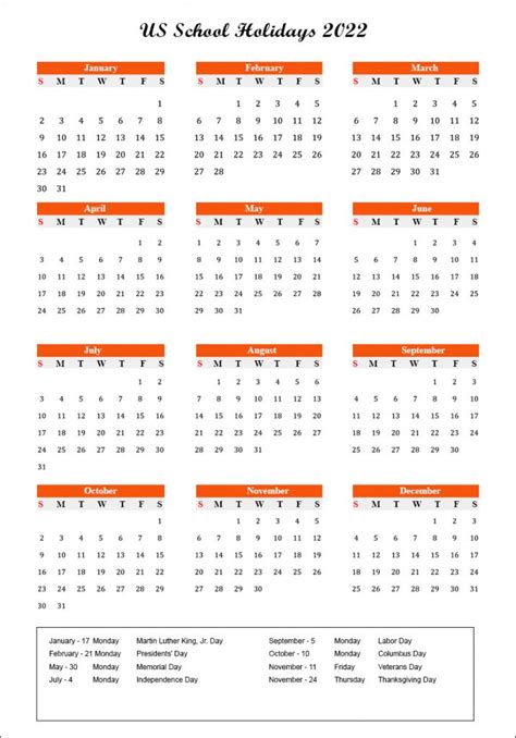 Us School School 2022 Archives The Holidays Calendar