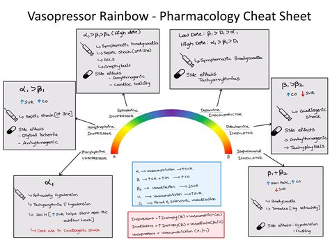 Vasopressors Rainbow Pharmacology Cheat Sheet By Grepmed