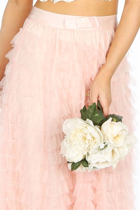 Pink Bridal Maxi Layered Tulle Skirt Dressed In Lucy