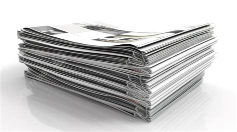 Stack Of Newspapers On White Background 3d Illustration Mockup Of