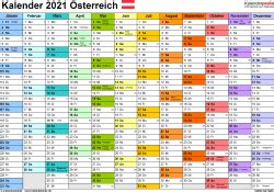 Kalender 2021 für österreich mit allen feiertagen. Kalender 2021 Österreich in Excel zum Ausdrucken